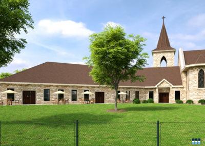 Architectural rendering of church 3D design model
