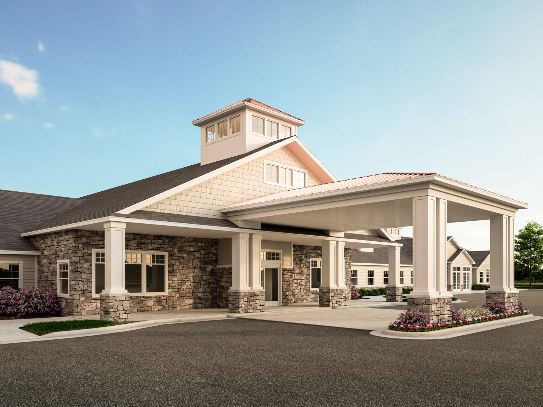 Architectural rendering of assisted living 3D design model