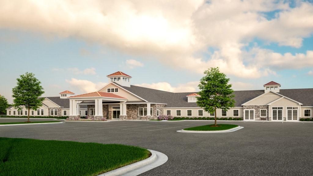 Architectural rendering of assisted living 3D design model