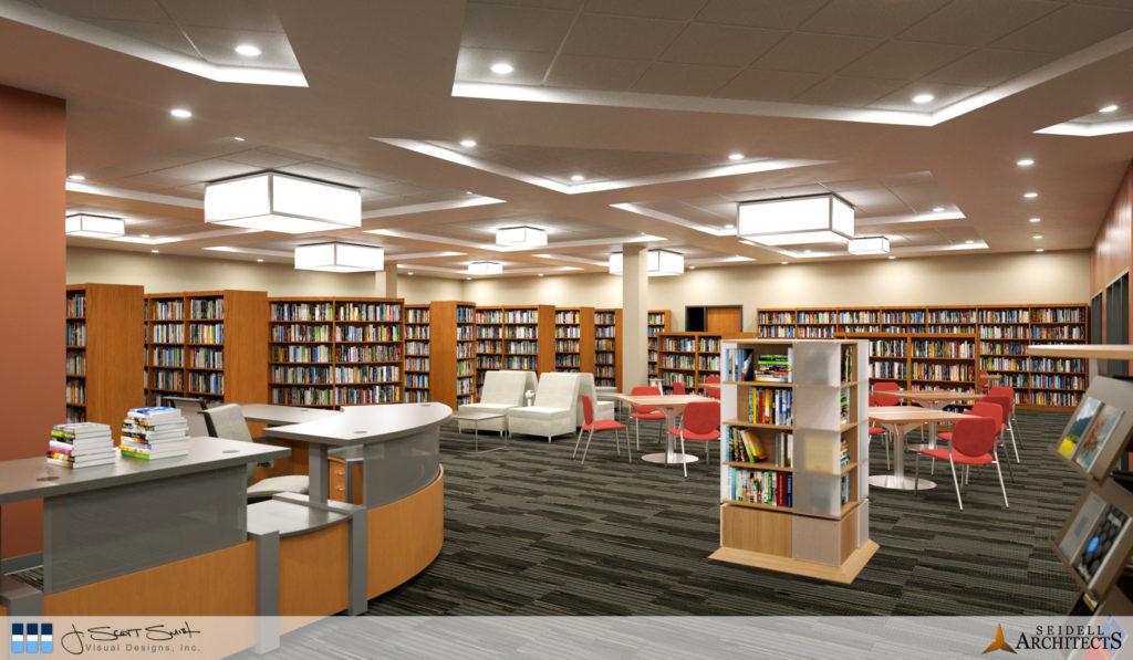 Architectural rendering of school college library 3D design model