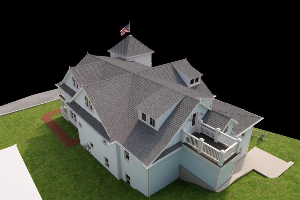 Architectural rendering of home roof 3D design model