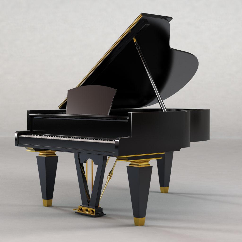Architectural rendering of piano 3D design model