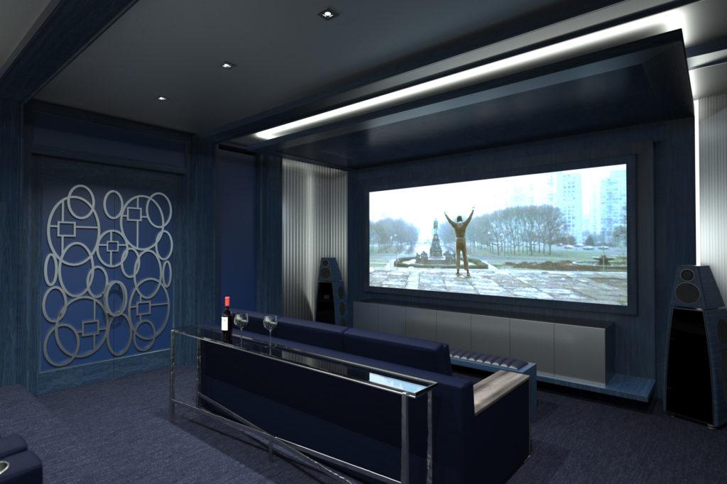 Architectural rendering of home theater 3D design model
