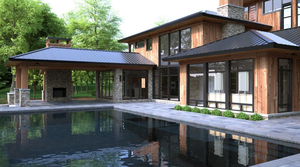 Architectural rendering of home pool 3D design model