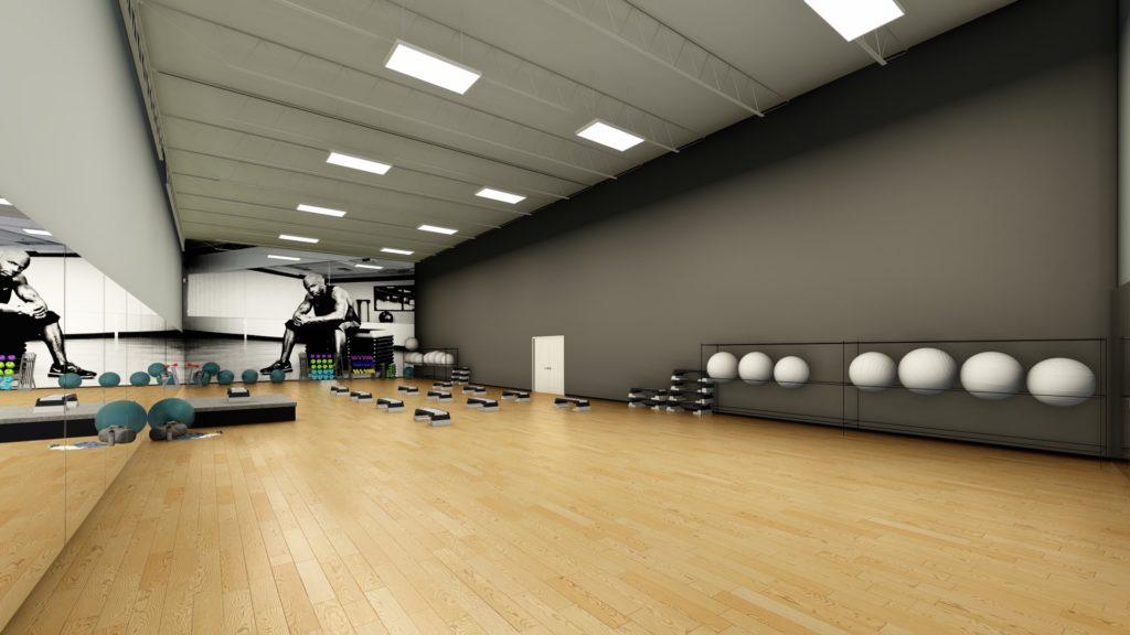 Architectural rendering of gym 3D design model