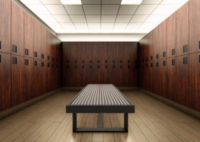 Architectural rendering of gym locker room 3D design model