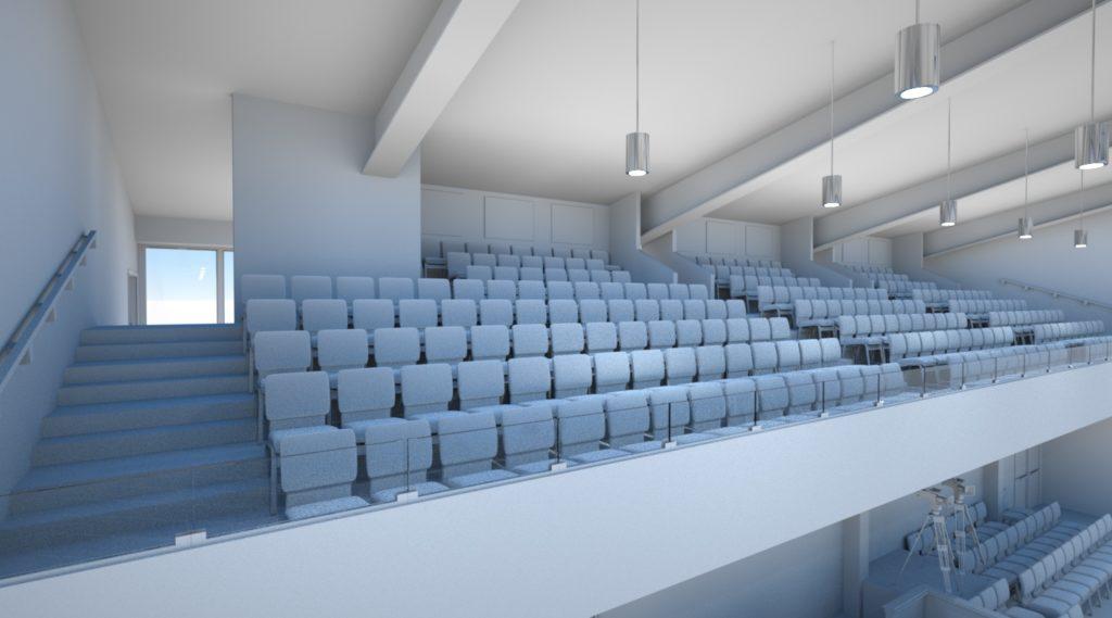 Architectural rendering of auditorium balcony 3D design model