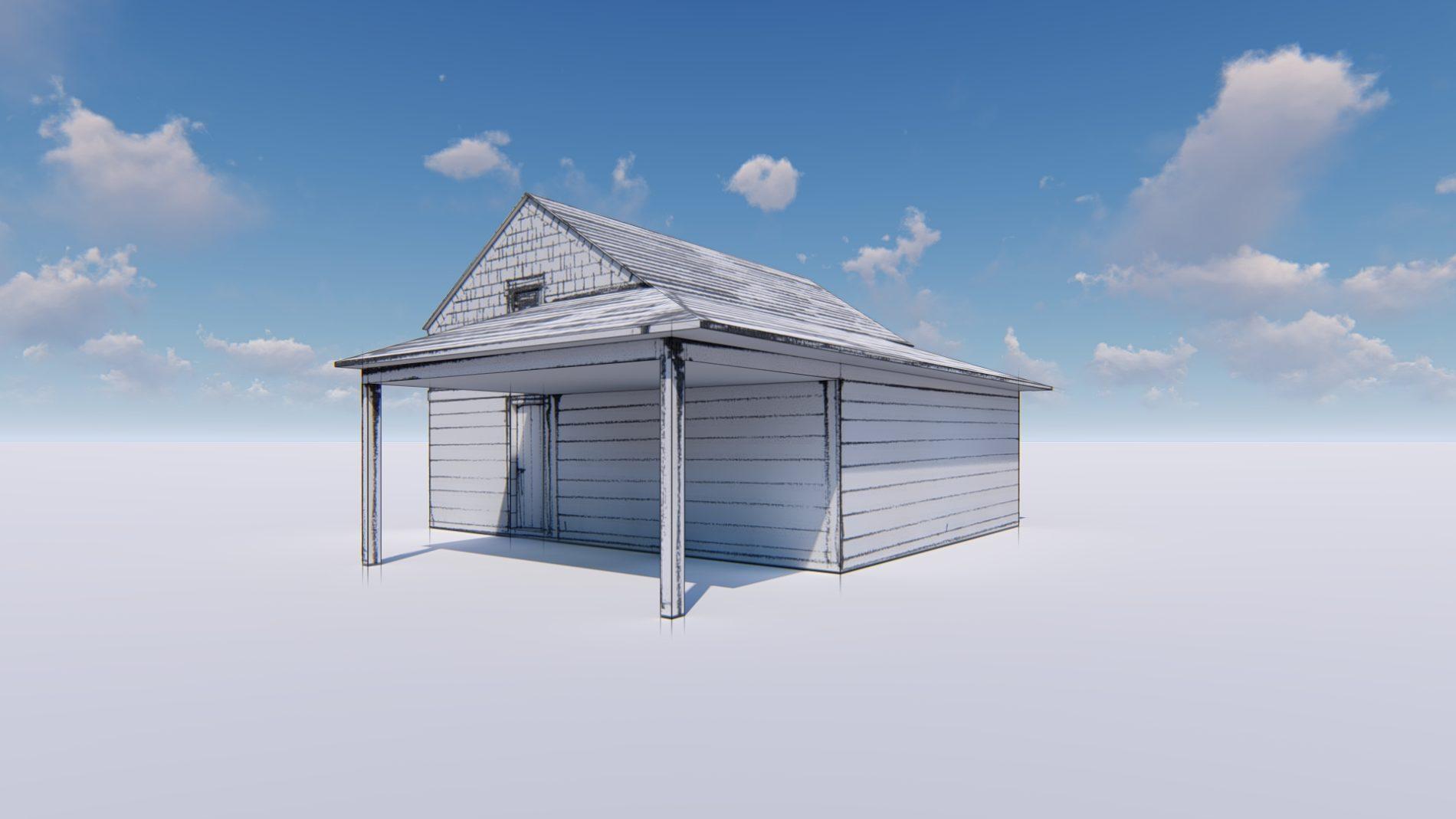 Architectural rendering of garage 3D design model