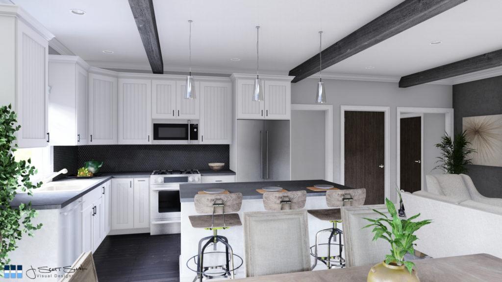 Architectural rendering of home kitchen 3D design model