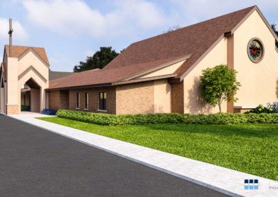 Architectural rendering of church 3D design model