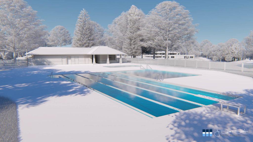Architectural rendering of country club 3D design model