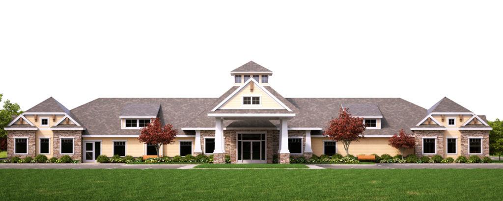 Architectural rendering of assisted living building 3D design model