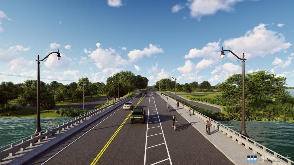 Architectural rendering of intersection roads 3D design model