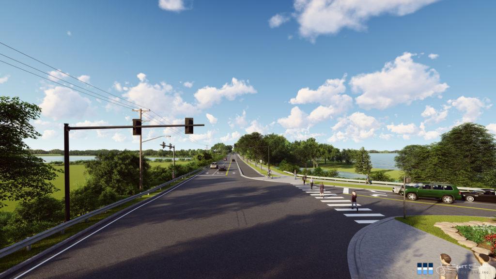 Architectural rendering of intersection roads 3D design model