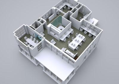 Architectural rendering of building 3D design model