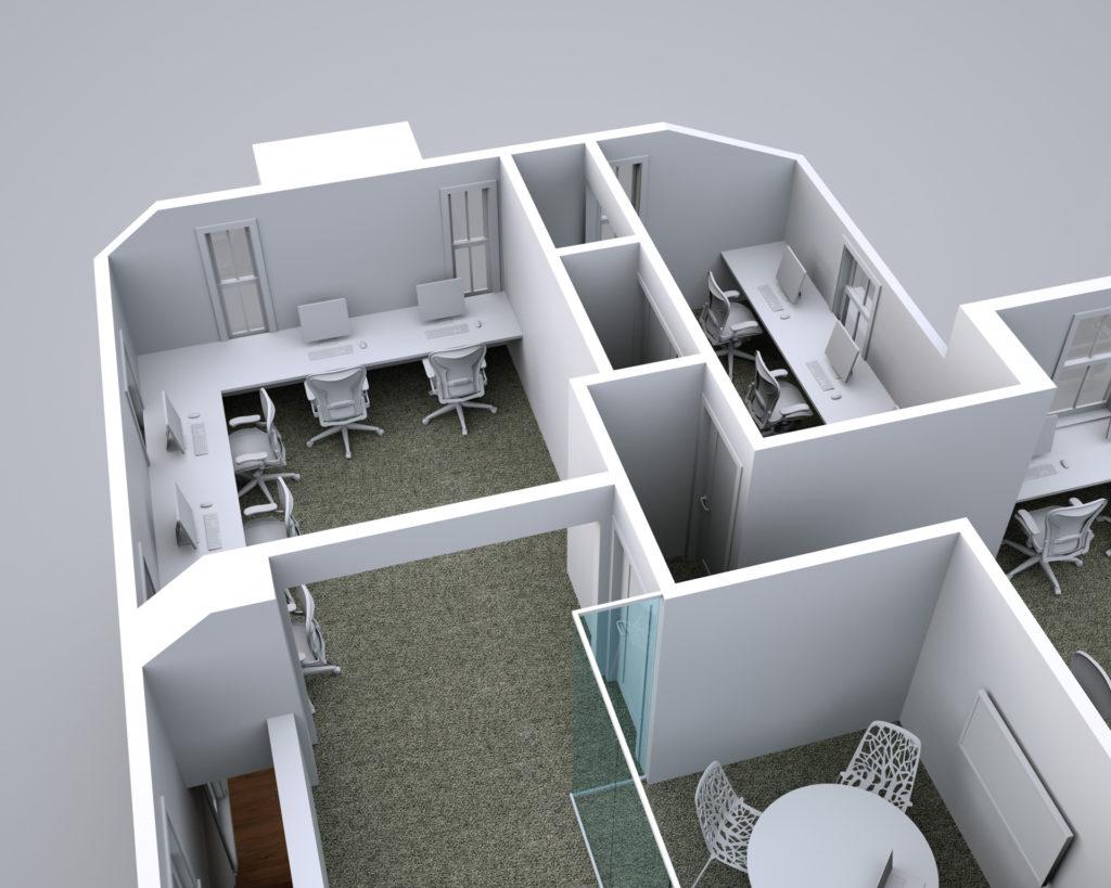 Architectural rendering of office building 3D design model
