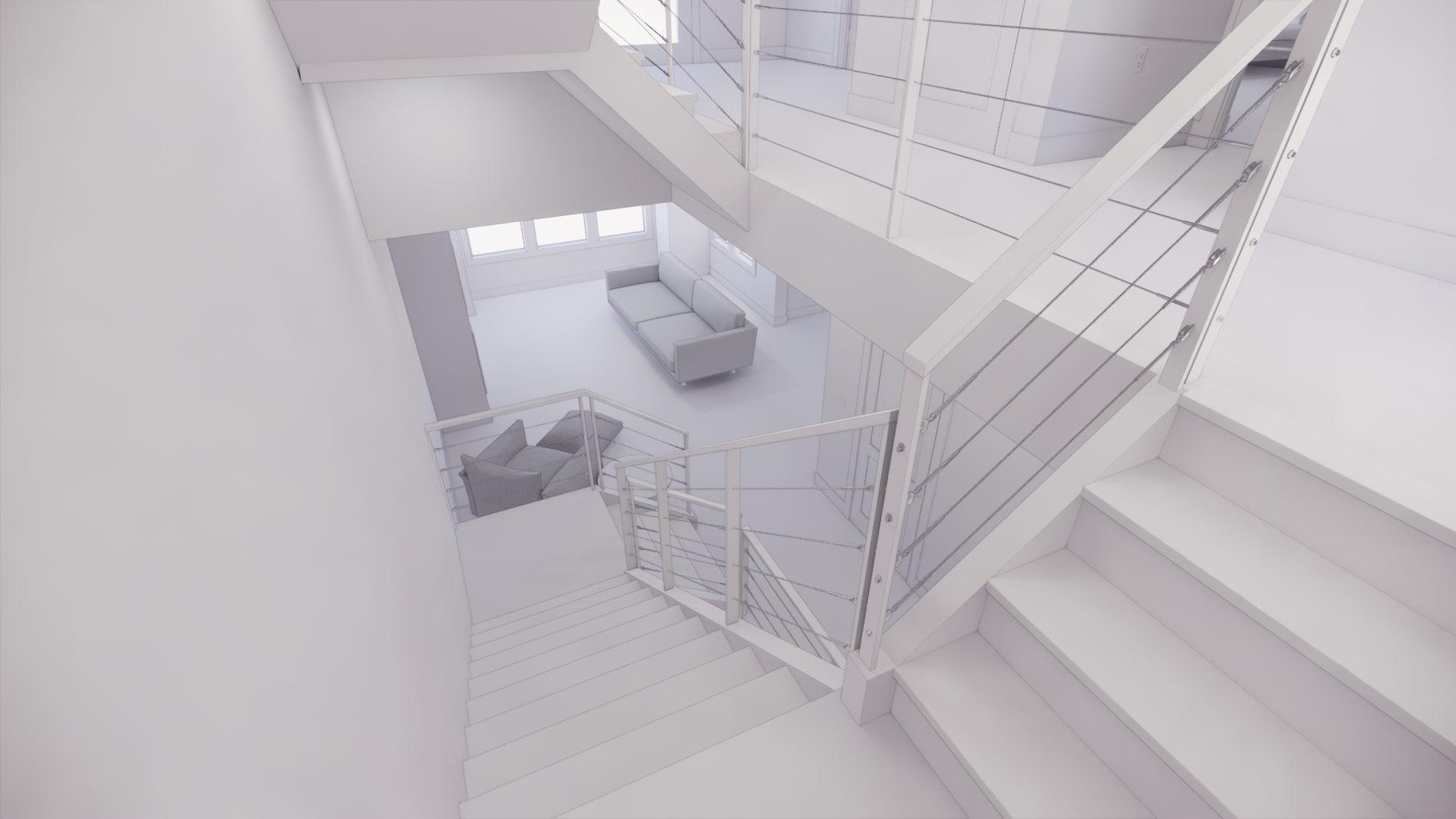 Architectural rendering of home stairway 3D design model