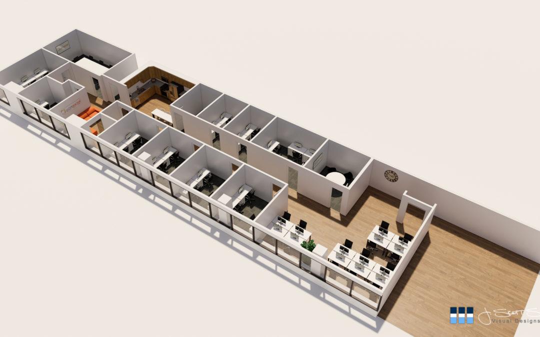 Architectural Renderings: Bird’s-eye Office