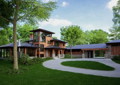 architectural 3D rendering house exterior modern