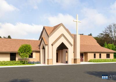 architectural 3d rendering church exterior