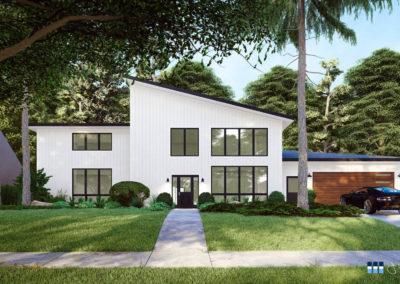 architectural 3D rendering house exterior modern white