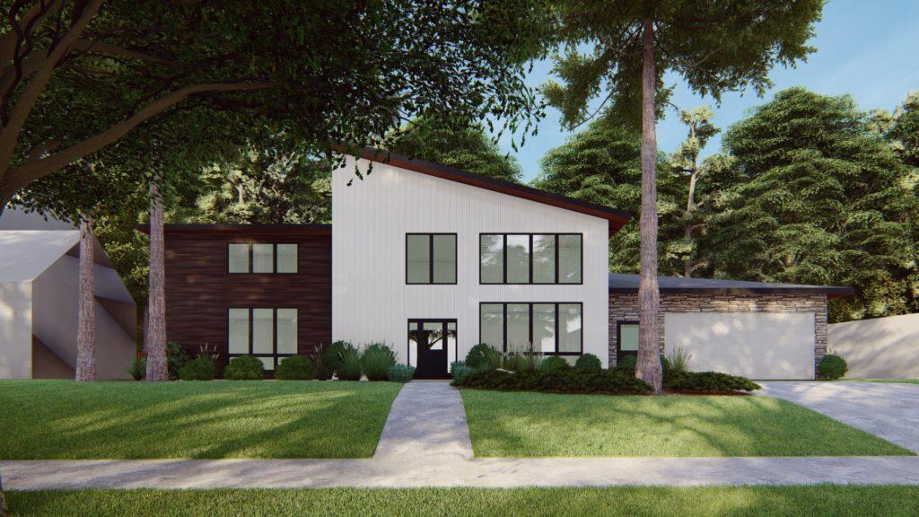 architectural 3D rendering residential exterior modern