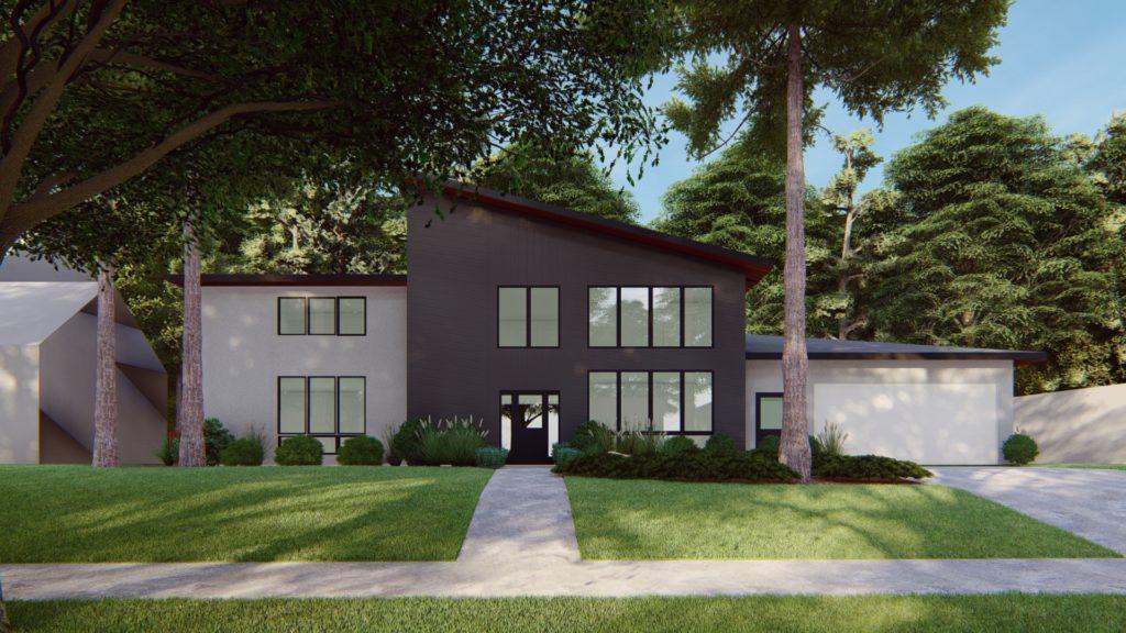 architectural 3D rendering residential exterior modern