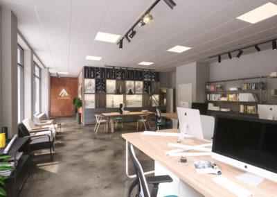 Architectural 3d rendering live work space office