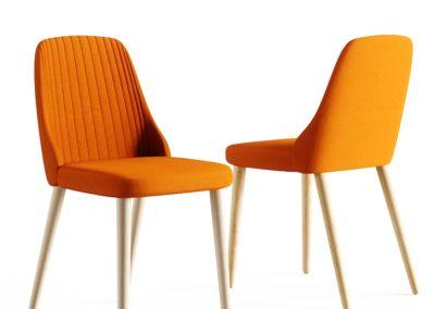 3d rendering mid century modern orange chairs